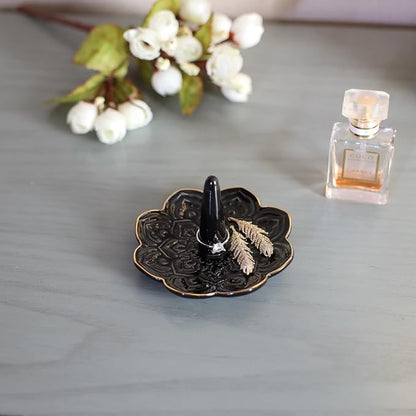 Ceramic Black Mandala Jewelry Holder Decorative Ring Holder/Trinket Tray - Image 2