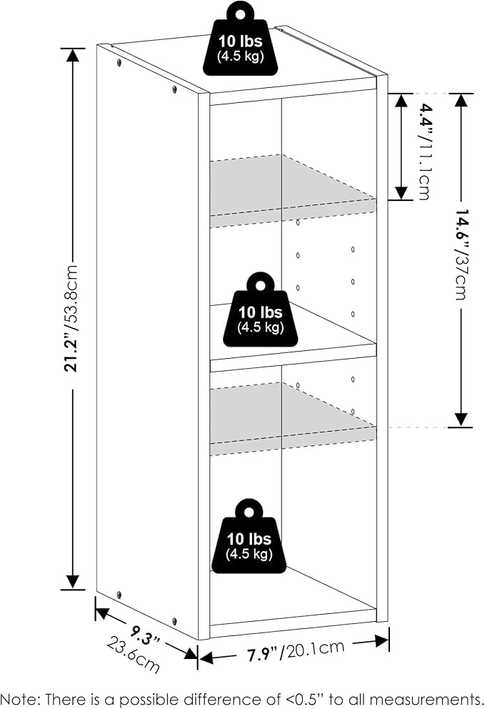 Furinno Fulda Book Shelf, 2-Tier Narrow Bookshelf, Bookcase - Image 2