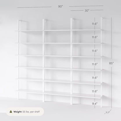 Nathan James Theo 6-Shelf Tall Modern Bookshelf, Wall Mount Ladder Shelf - Image 2