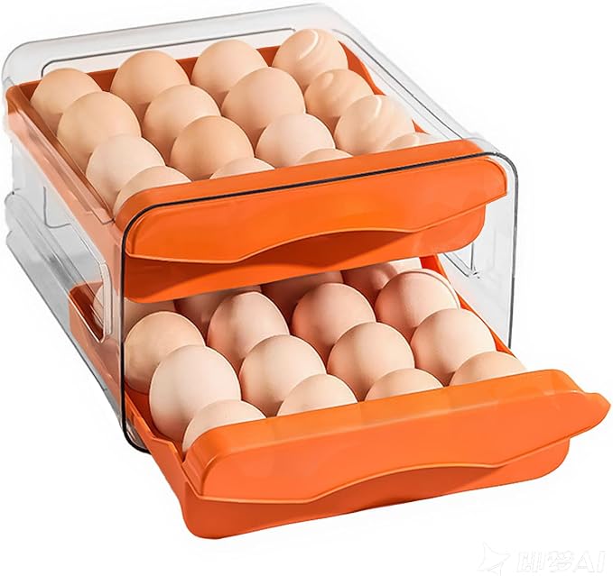 Refrigerator egg rack, egg container, egg storage box, double-layer transparent by Unknown