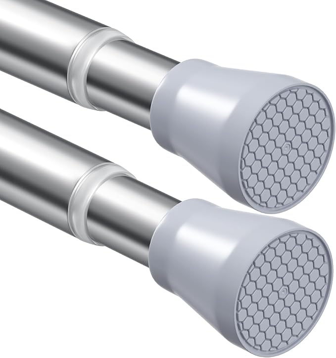 Tension Curtain Rod Silver Tension Rod 2pcs Spring Curtain Rod Non Slip Tension by ZipGloTensionRod