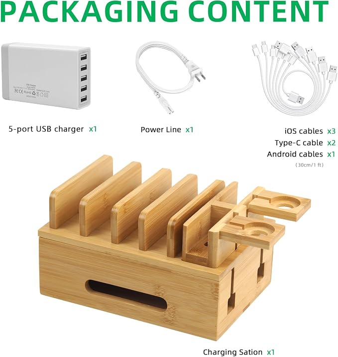 Bamboo Charging Stations for Multi Devices - Image 5