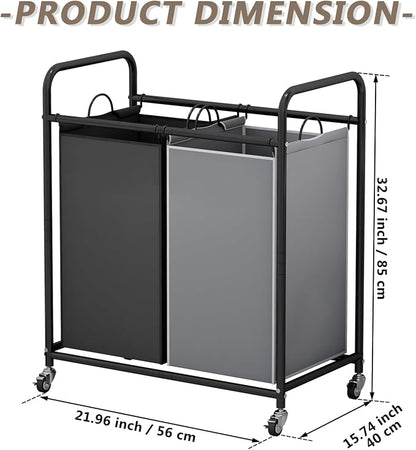 SUOERNUO Laundry Hamper Basket 2 Bag Laundry Sorter Cart - Image 5