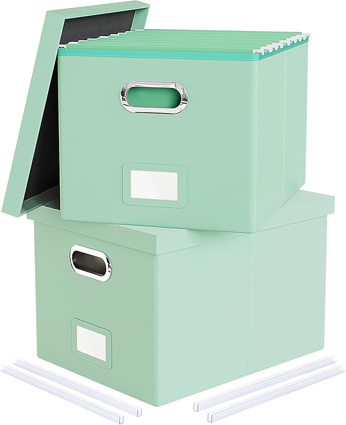 2 Pack File Storage Organizer Box, Portable File Box by Oterri