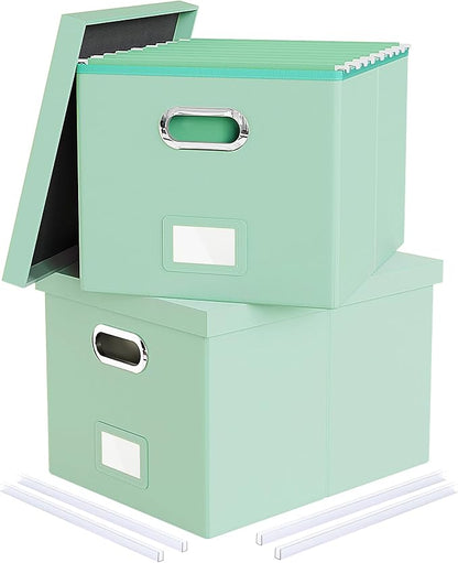 2 Pack File Storage Organizer Box, Portable File Box by Oterri