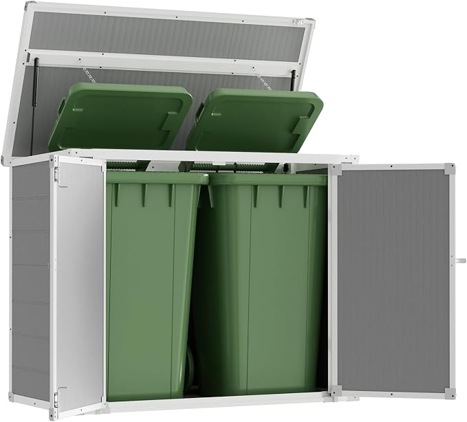 Amopatio 41 Cu Ft Outdoor Storage Shed, Horizontal Resin Trash Can Storage by Amopatio