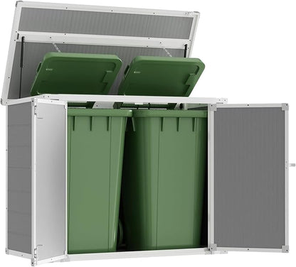 Amopatio 41 Cu Ft Outdoor Storage Shed, Horizontal Resin Trash Can Storage by Amopatio