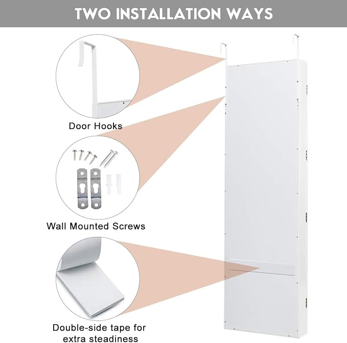 Giantex Jewelry Armoire with Full Length Mirror, Wall and Door Mounted Jewelry - Image 6