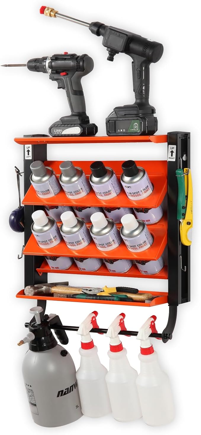 Wallmaster Spray Can Holder, Lube Can Wall Mount Storage Rack Heavy Duty Paint by Wallmaster