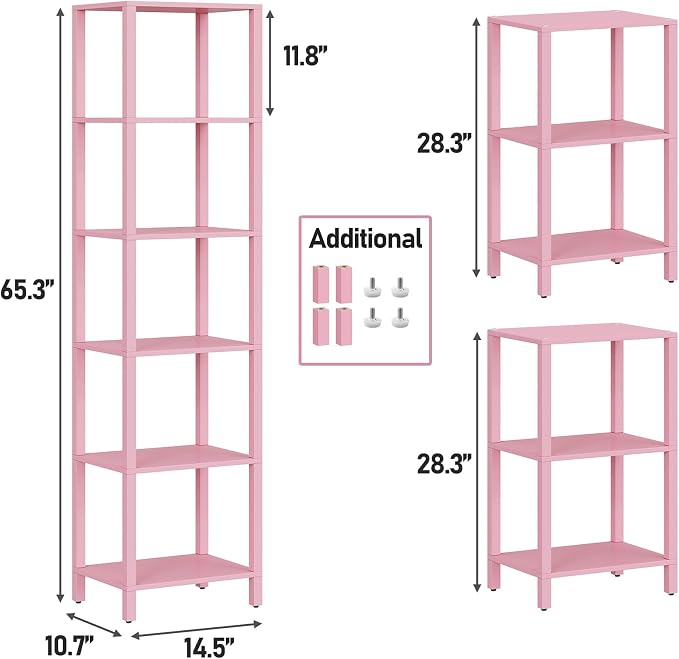 TUTOTAK Bookshelf, 6-Tier Tall Narrow Book Shelf - Image 2
