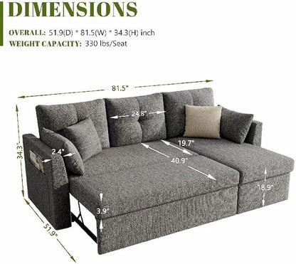 Huatean Home Sleeper Sofa Couch, 2 in 1 Sectional Sleeper Couch Bed - Image 3