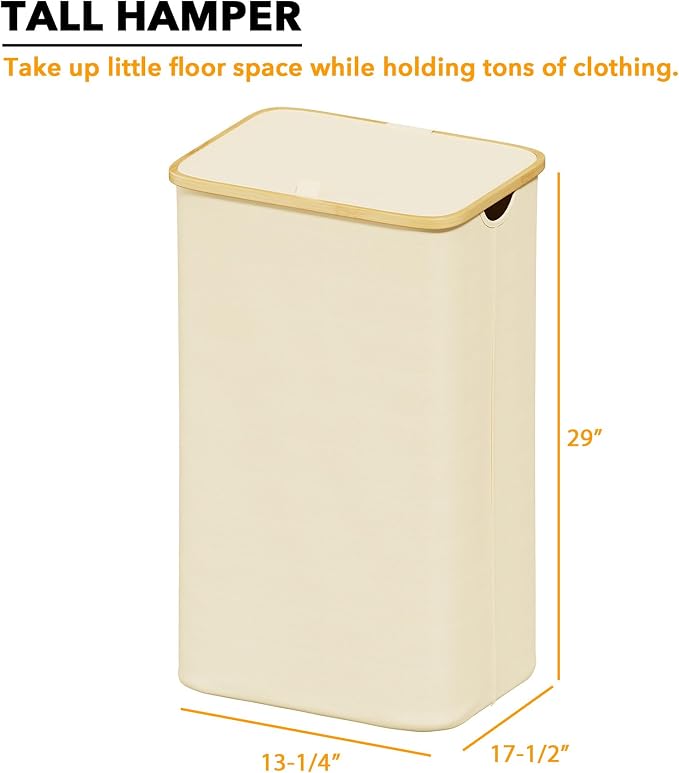 SpaceAid Laundry Hamper with Lid, 110L Large Tall Clothes Basket Bin with - Image 4
