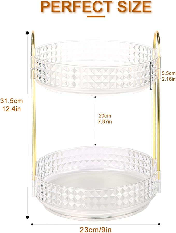 Fangoo 2 Tiers Clear Rotating Makeup Organizer - Image 2