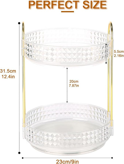 Fangoo 2 Tiers Clear Rotating Makeup Organizer - Image 2