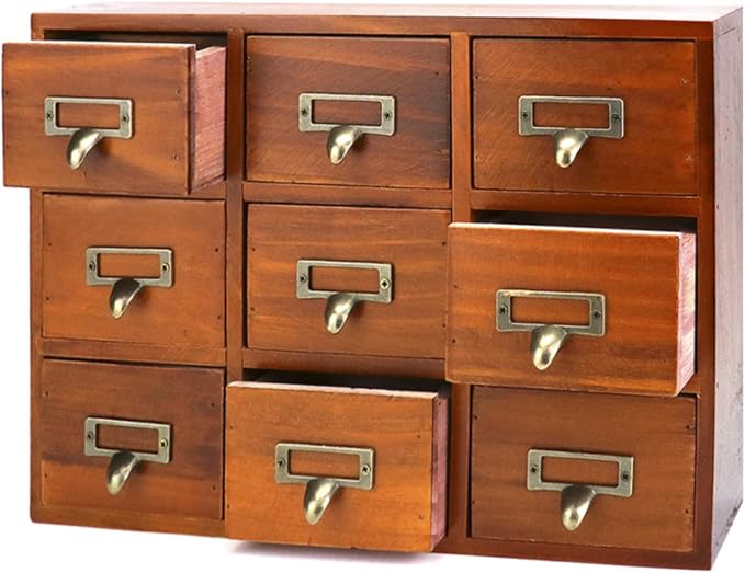 QWORK Desk Drawer Organizer, Wooden Vintage Apothecary Cabinet by QWORK
