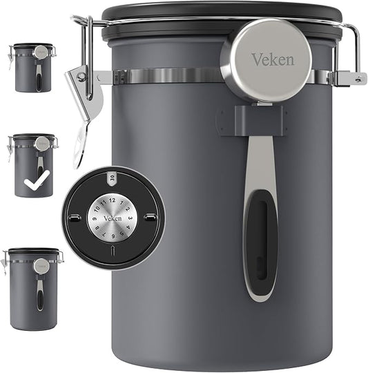 Veken Coffee Canister, Airtight Stainless Steel Kitchen Food Storage Container by Veken