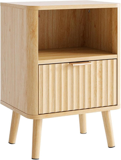 VINGLI Fluted Nightstand, Mid Century Bedside Table - Image 7