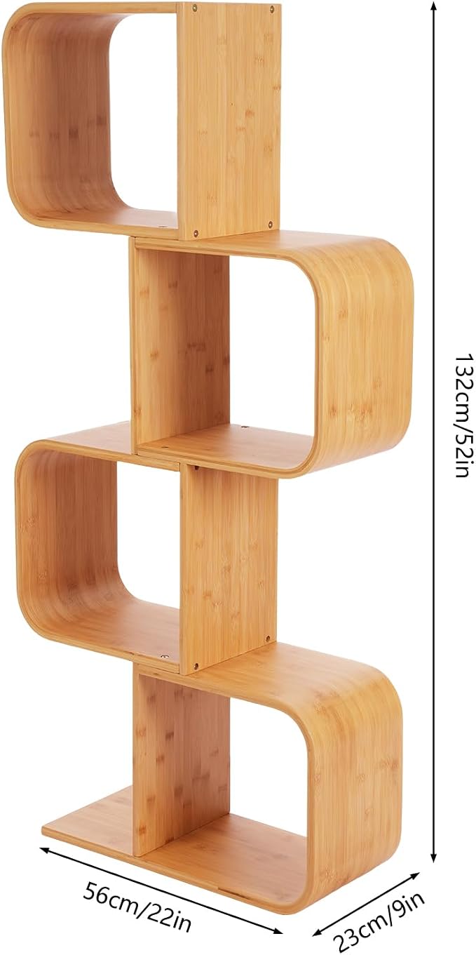 4-Tier S-Shaped Bookcase, Office Bookshelf - Image 3