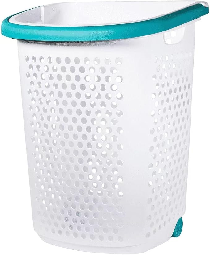 Heavy-Duty Plastic Wheeled Rolling Laundry Basket by Unknown