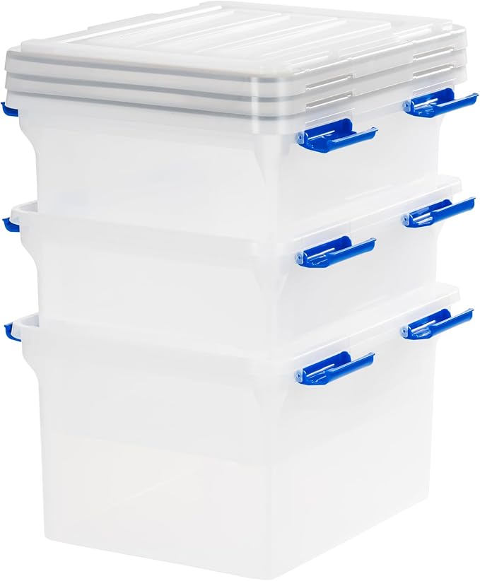IRIS USA WeatherPro File Box Organizer, Letter/Legal, 32 Qt. 3-Pack - Image 9