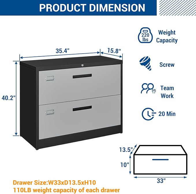 2 Drawer Lateral File Cabinet - Image 2
