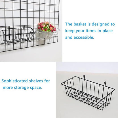 2 Pack Grid Panels Hanging Wire Basket Storage - Image 4