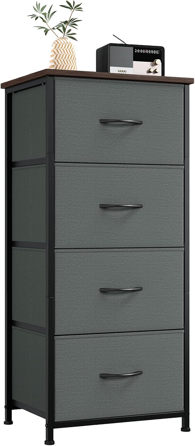 Somdot Dresser for Bedroom, 4 Drawer Storage Cabinet, Charcoal Grey | Tall by Somdot