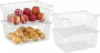 Stackable Wire Metal Baskets Large Capacity Kitchen Freezer Bins by blitzlabs