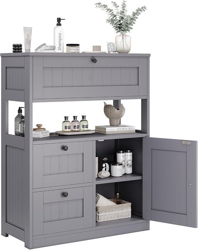 GRUSIGN Bathroom Cabinet, Modern Bathroom Floor Storage Cabinet Organizer by GRUSIGN