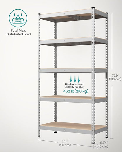SONGMICS 5-Tier Storage Shelves, Load 2310 lb, Boltless Assembly, Adjustable - Image 3
