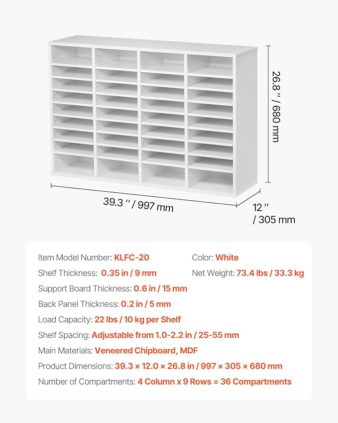 VEVOR Literature Organizer, 36 Compartments Office Mailbox - Image 3