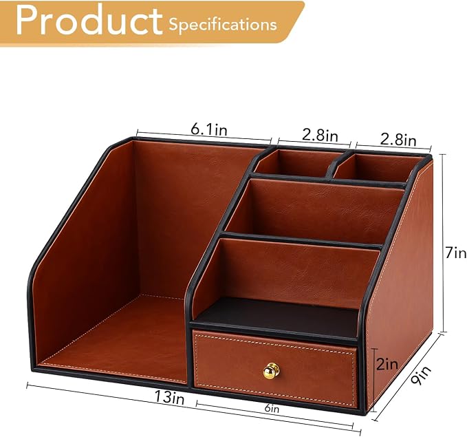 GORESE PU Leather Desk Organizer - Image 3