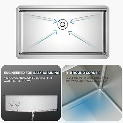 Lordear 32 Undermount Kitchen Sink 32x19 Inch Stainless Steel Kitchen Sinks - Image 4