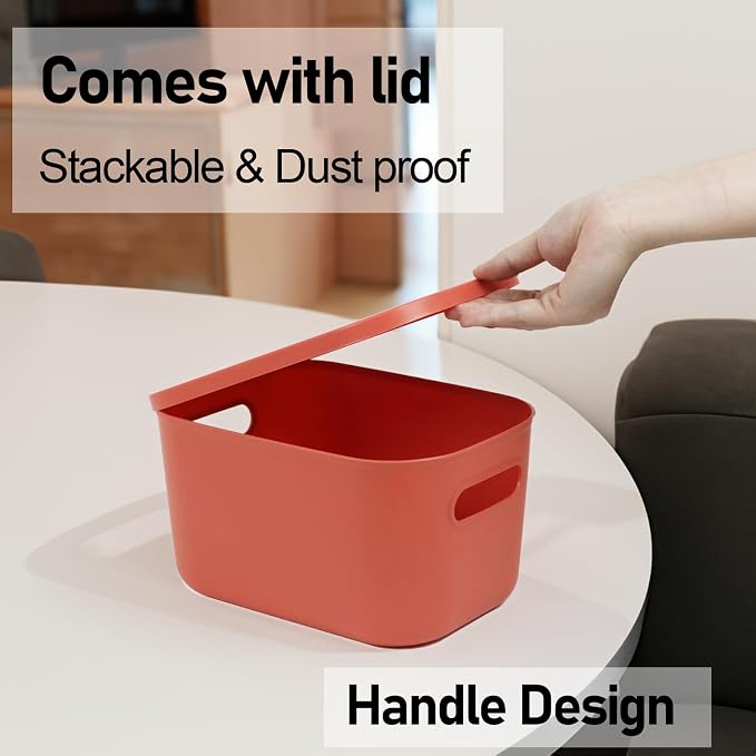 6Pcs Small Storage Bins with Lids, Stackable Plastic Organizer Bin Storage - Image 7