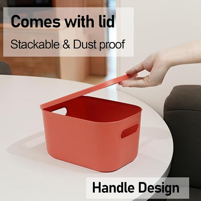6Pcs Small Storage Bins with Lids, Stackable Plastic Organizer Bin Storage - Image 7
