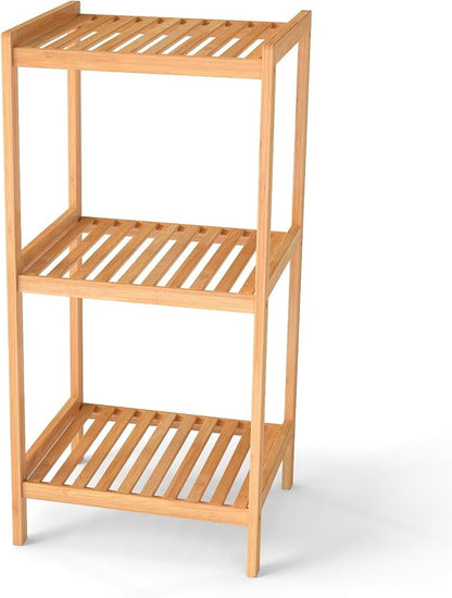 kinbor 3-Tier Bamboo Shelf Freestanding, Bathroom Standing, Natural Bamboo - Image 5