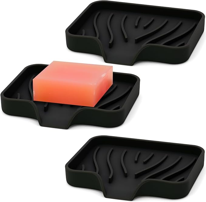 3-Pack Silicone Soap Dish Set – Bar Soap Holder by AIMAIAIMAI