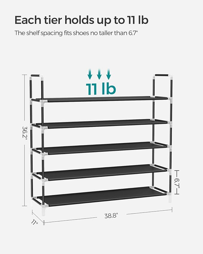 SONGMICS 5-Tier Shoe Rack, Shoe Storage - Image 2