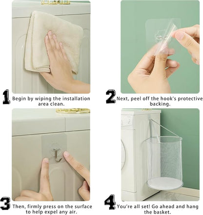 Foldable Laundry Basket with Handles, Portable Round Laundry Bag, - Image 5