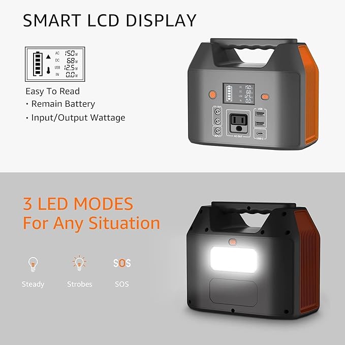 EnginStar Portable Power Station 150W 155Wh Solar Generator 110V 42000mAh - Image 5