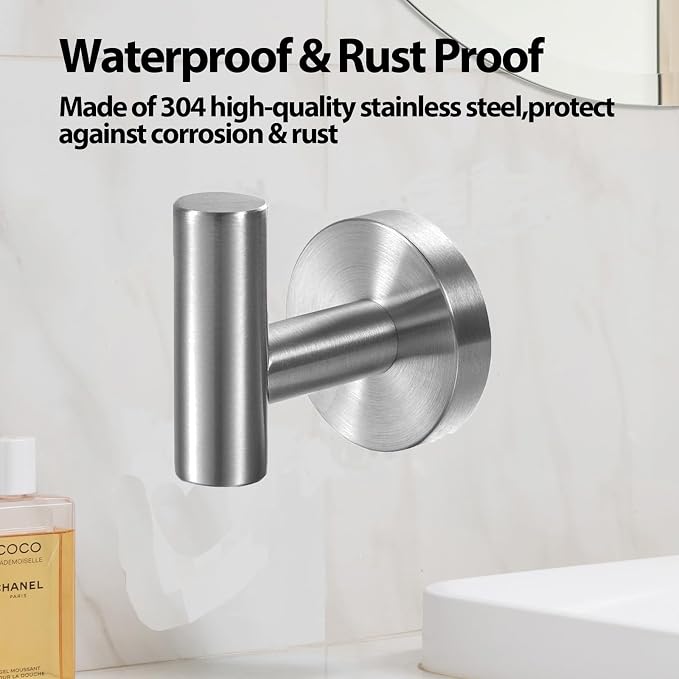 Kruodop Towel Hooks for Bathroom, 2 Packs Wall Mount Towel Holder, Matte Wall - Image 3