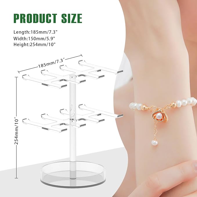 Bigfety Bracelet Holder Organizer, 2 Tier Acrylic Bracelet Display Stand - Image 2