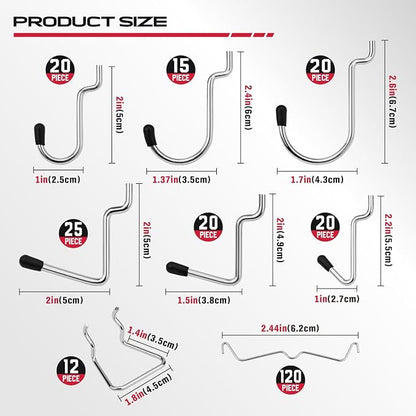 300-Piece Pegboard Hook Set, Pegboard Organizer Accessories - Image 6