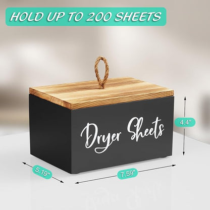 Bivvclaz Dryer Sheet Holder, Wooden Laundry Sheets Container, Laundry Room - Image 3