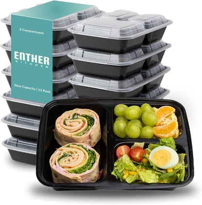 Enther Meal Prep Containers 3 Compartment by Enther