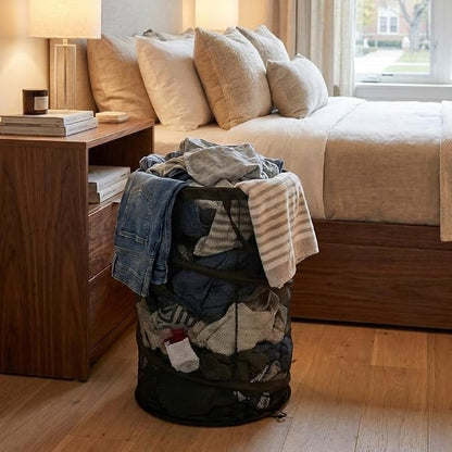 Household Essentials 2026 Pop-Up Collapsible Mesh Laundry Hamper | Black - Image 5