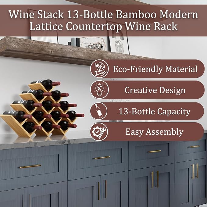 13 Bottle Bamboo Small Wine Rack - Image 7