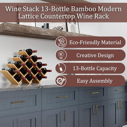13 Bottle Bamboo Small Wine Rack - Image 7