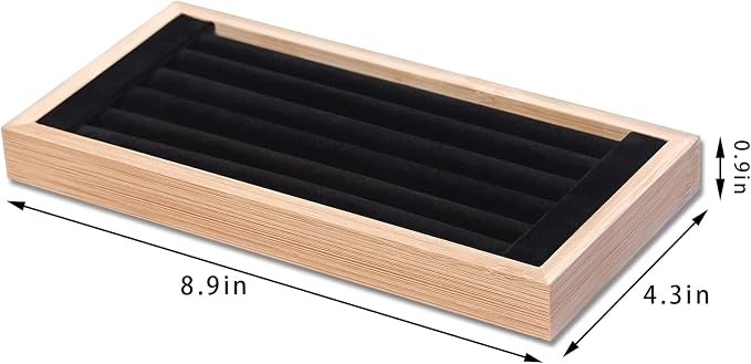 Coward Bamboo Ring Display Holder Jewelry Storage Tray Organizer Ring Stand - Image 3