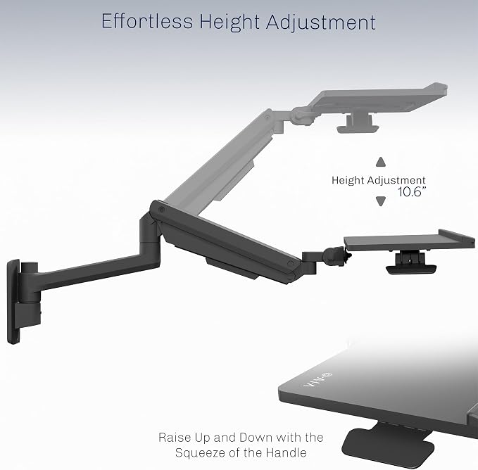 VIVO Sit-Stand 24 Inch Pneumatic Spring Keyboard and Mouse Tray Wall Mount - Image 5
